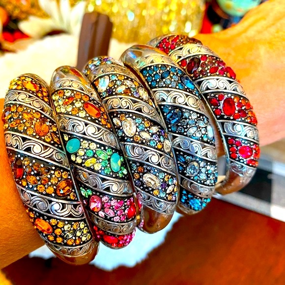 Brighton CRYSTAL VOYAGE Amber Gold Crystal Heart Necklace Bracelet Earrings RARE - Picture 12 of 16